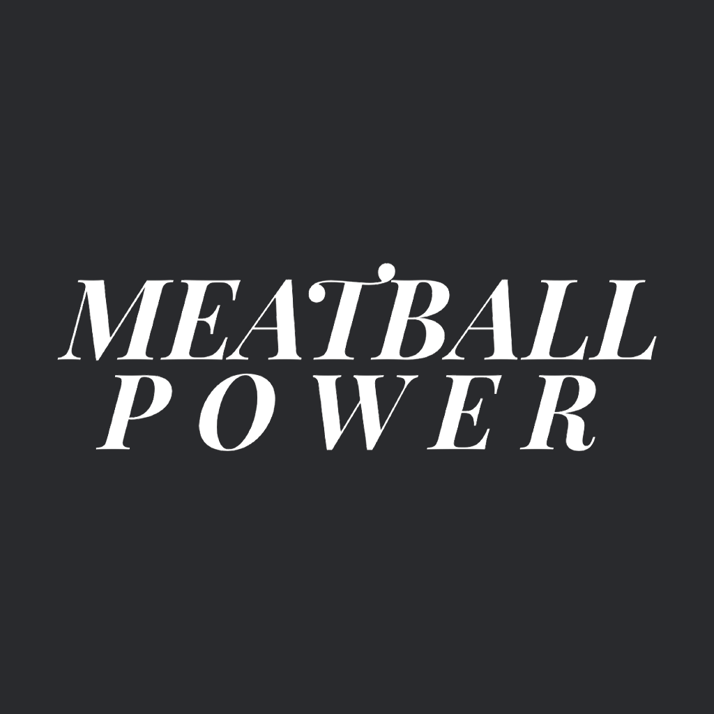 Meatball Power Flowy Boxy Half-Sleeve V-Neck Black Tee