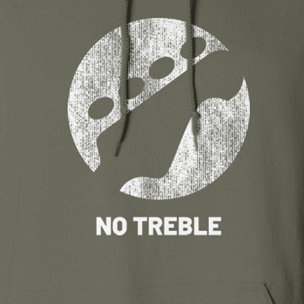No Treble Distressed Logo Military Green Hoodie