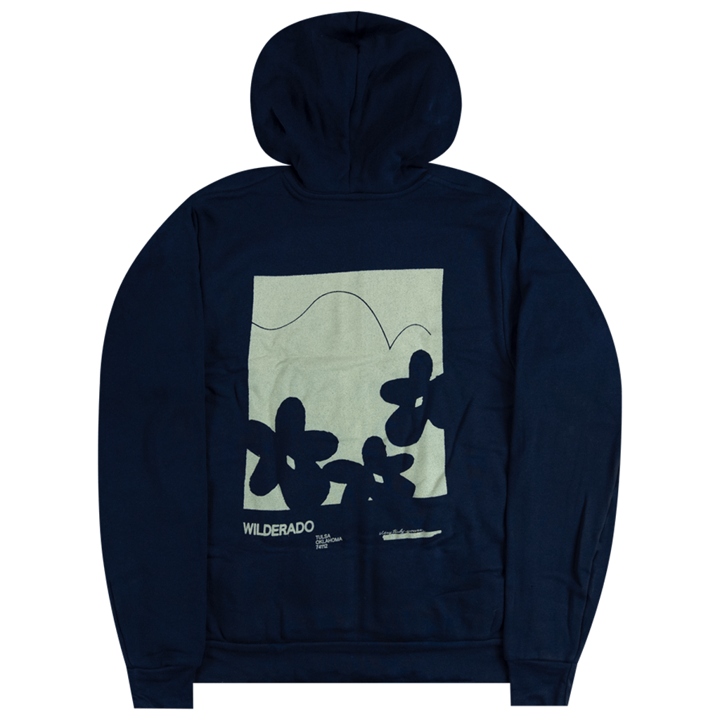 Flower Navy Zip Hoodie