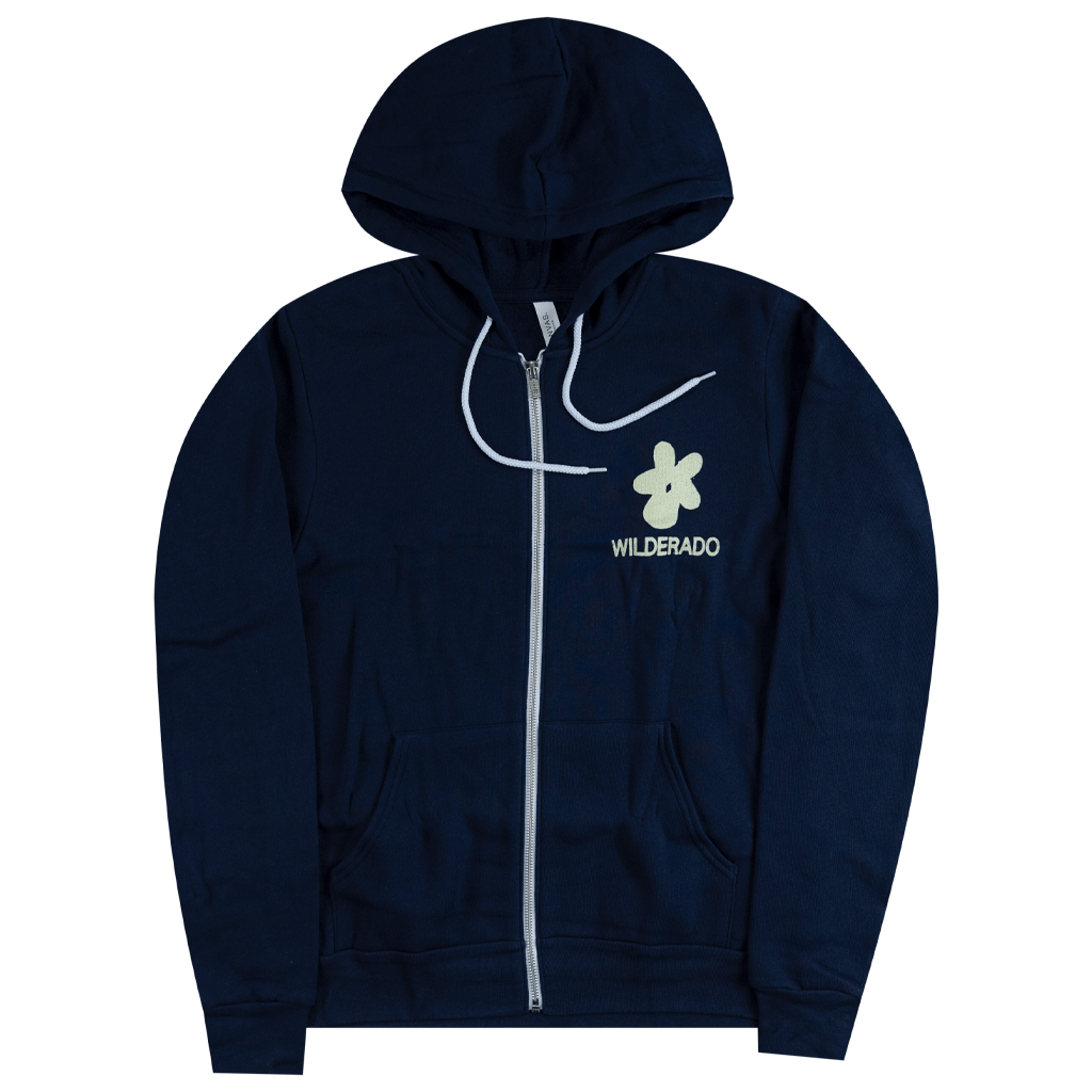 Flower Navy Zip Hoodie