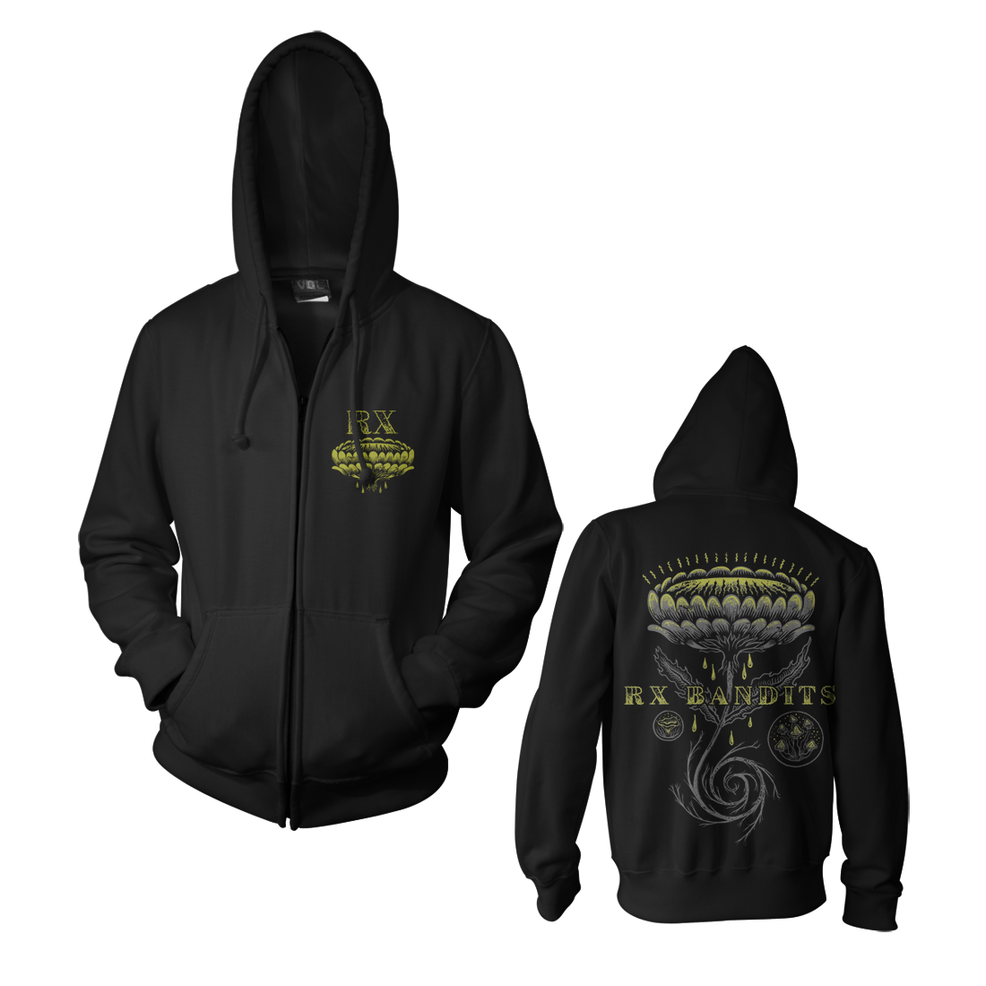 Bloom Black Zip Up Hoodie