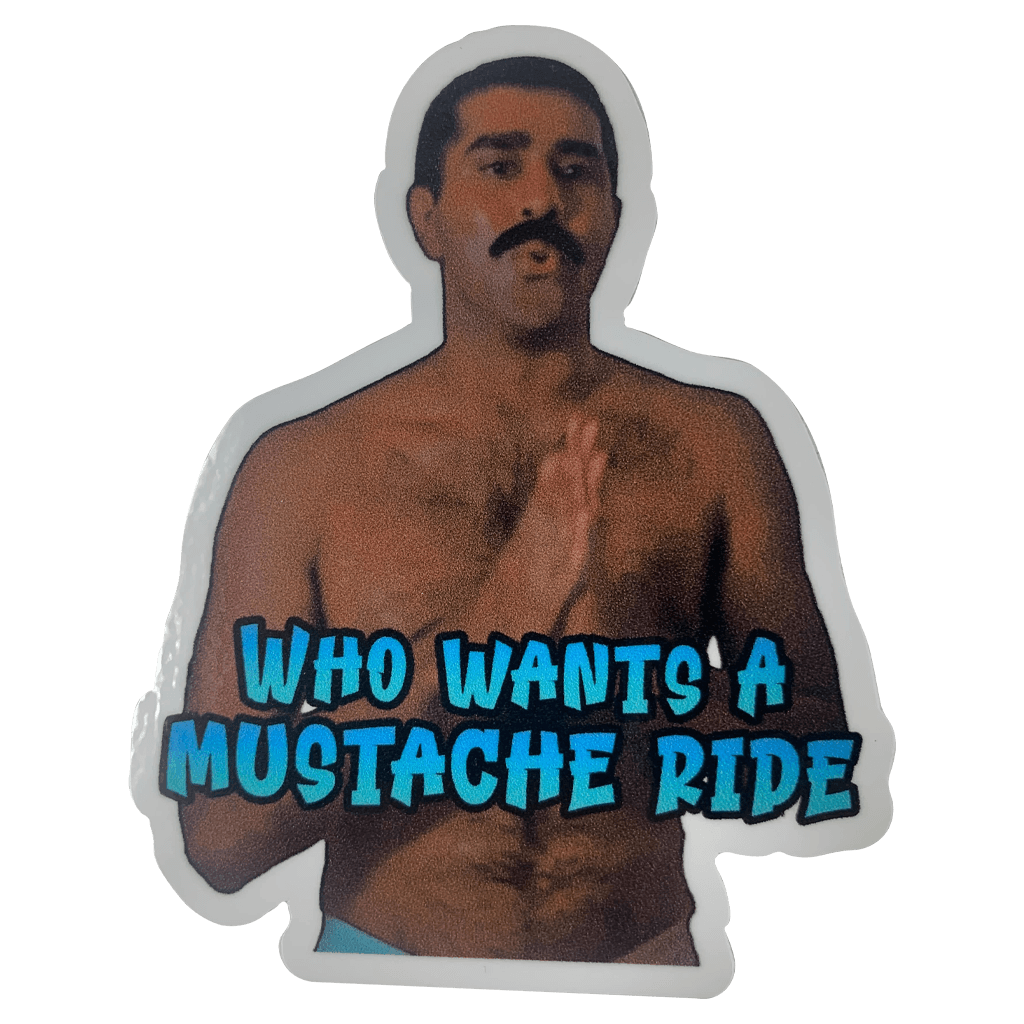 Who Wants A Mustache Ride Vinyl Sticker