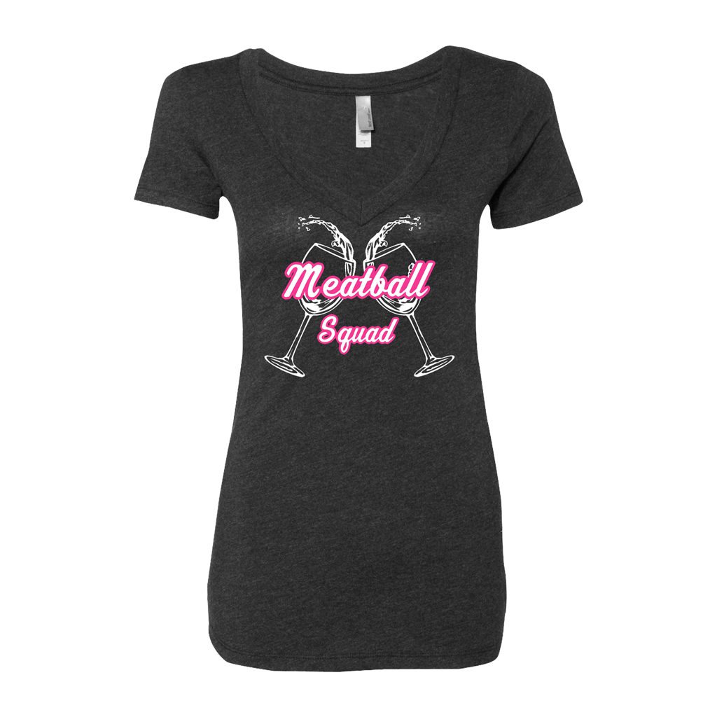 Meatball Squad Wine Glasses Women's V-Neck